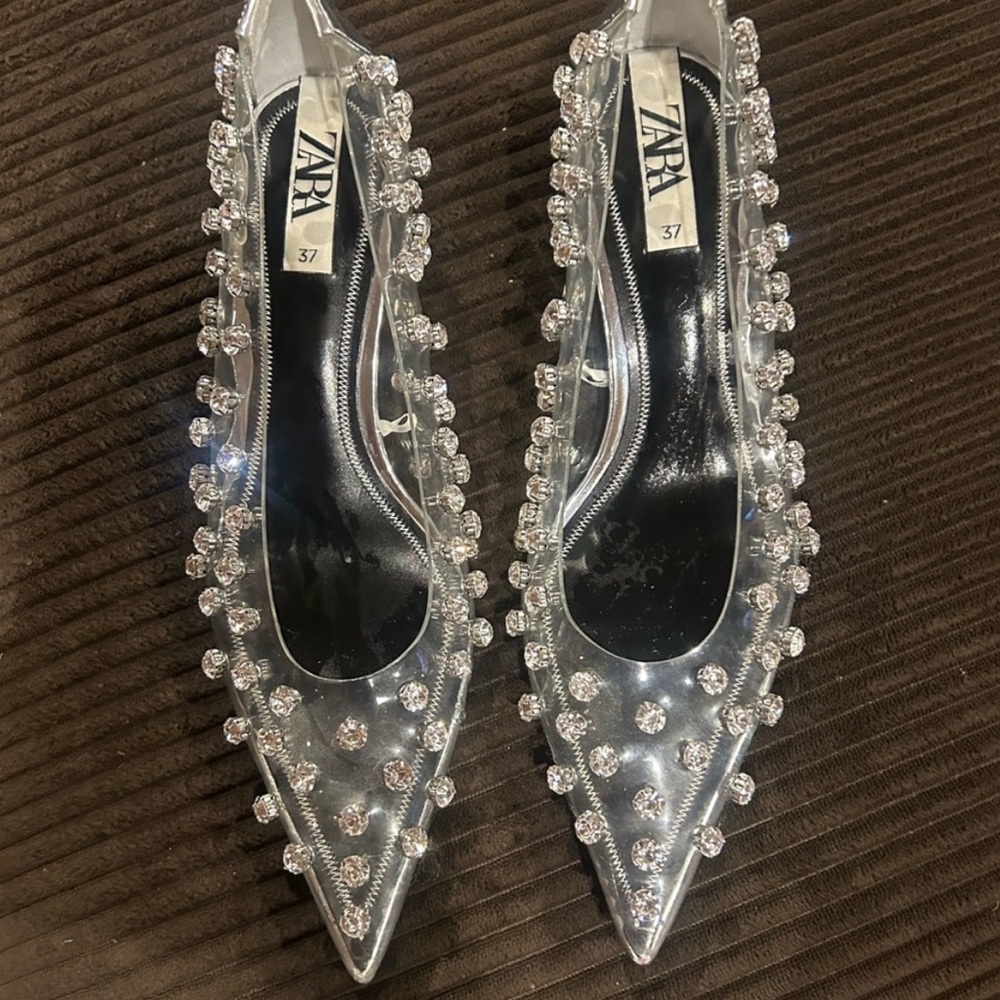 Zara Clear Rhinestone Gem Heels
